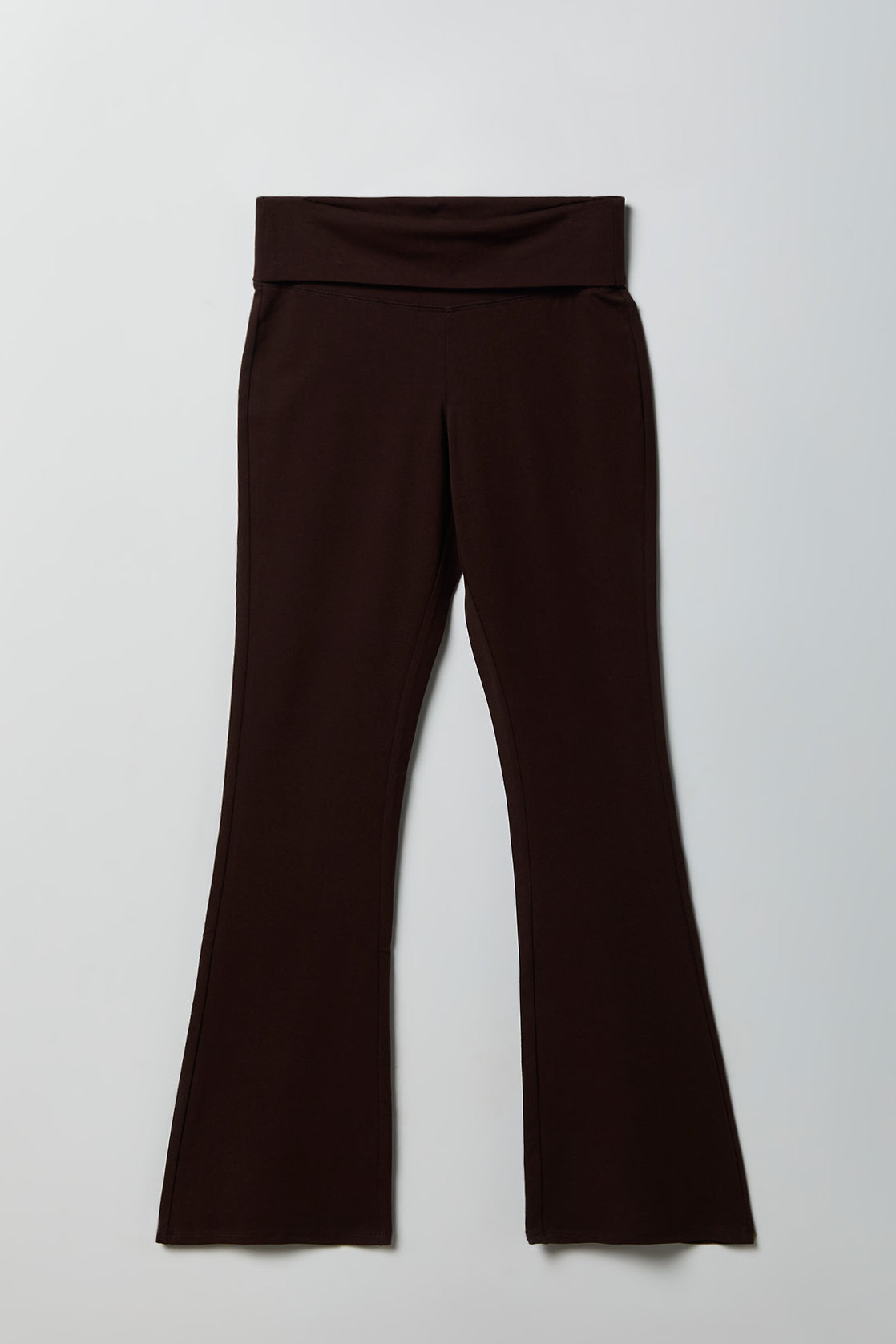 Foldover Waist Flare Pant - Brown