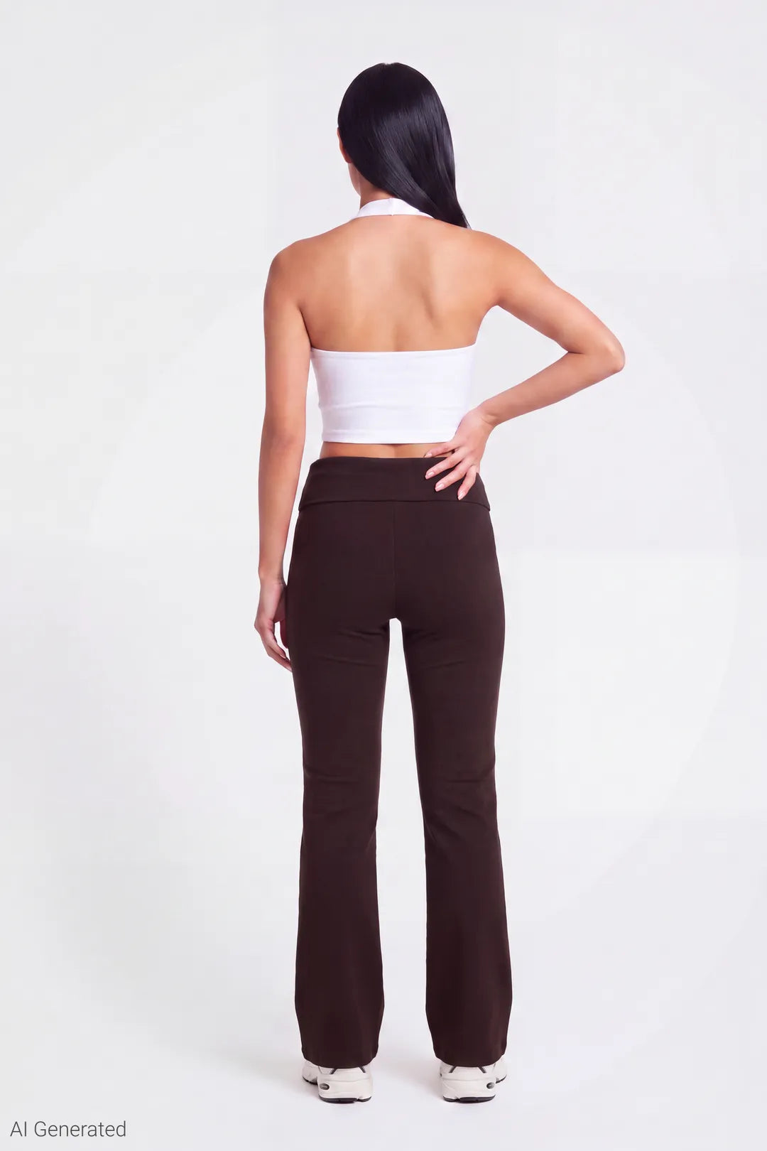 Alt View 2. Foldover Waist Flare Pant - Brown