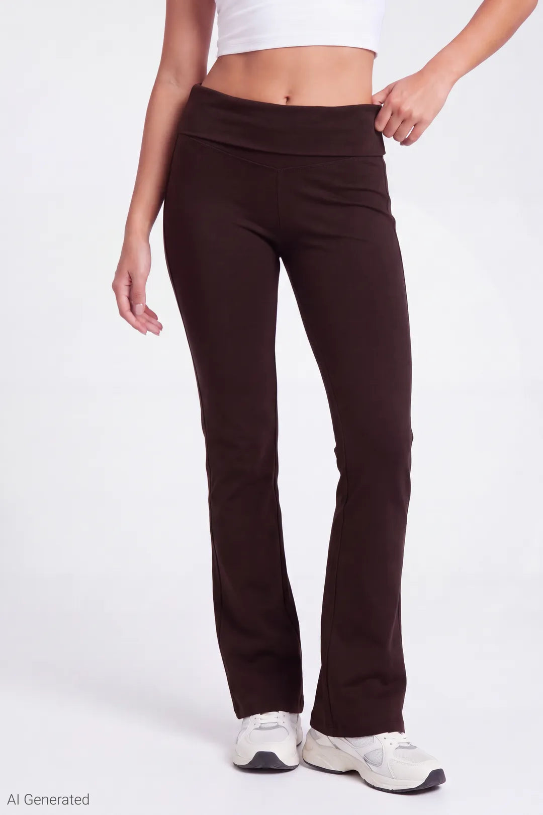 Alt View 3. Foldover Waist Flare Pant - Brown