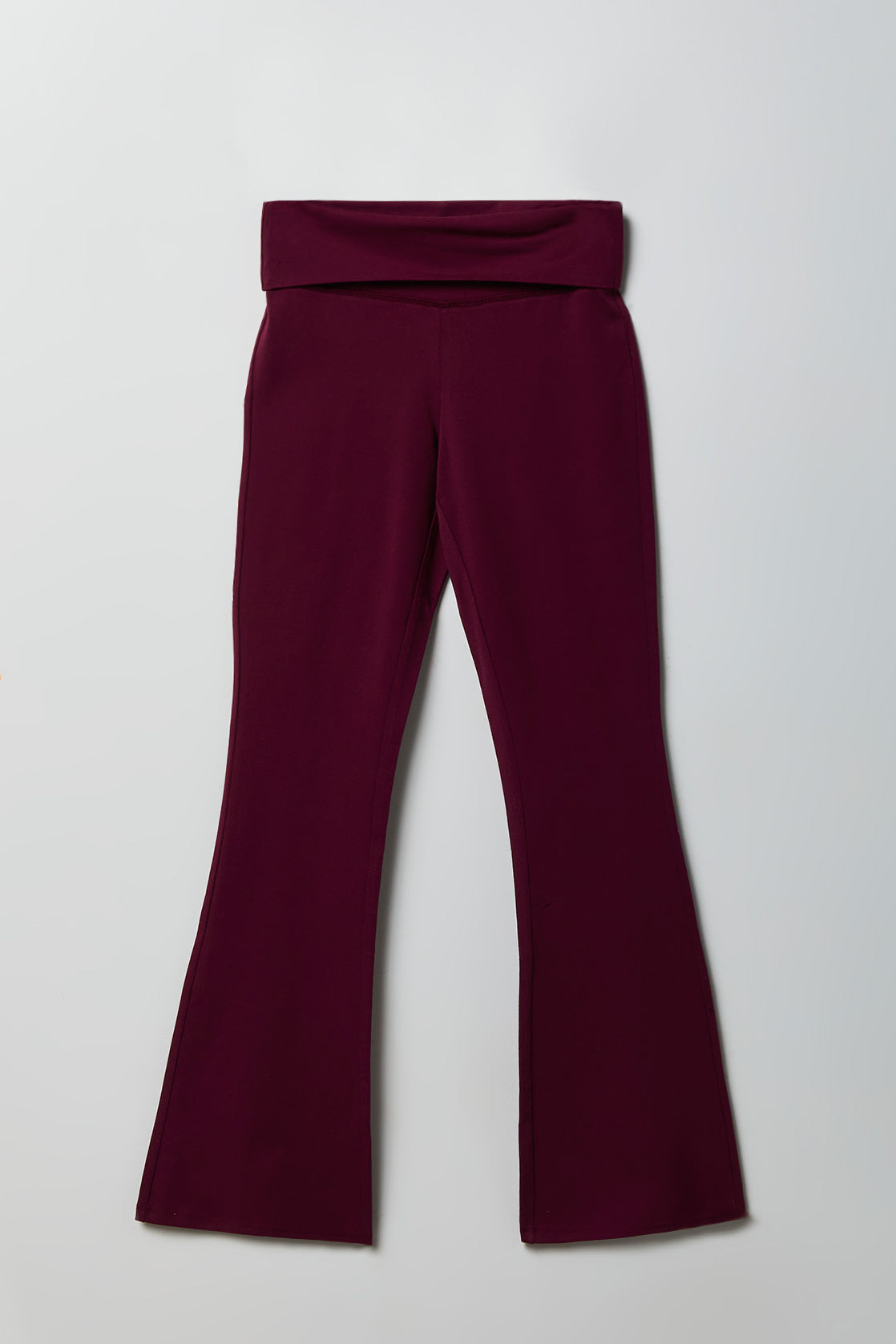 Foldover Waist Flare Pant - Burgundy