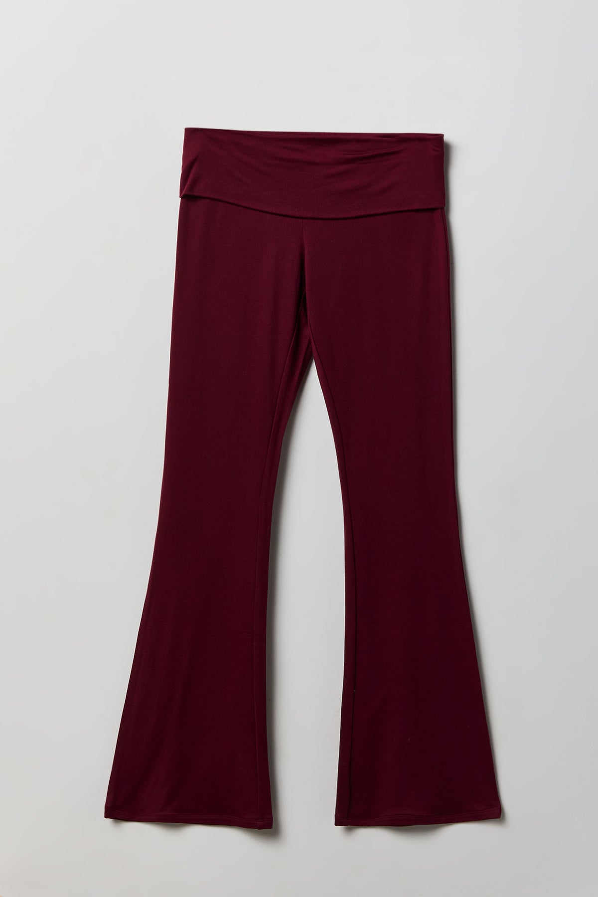 Alt View 2. Foldover Waist Flare Legging - Burgundy