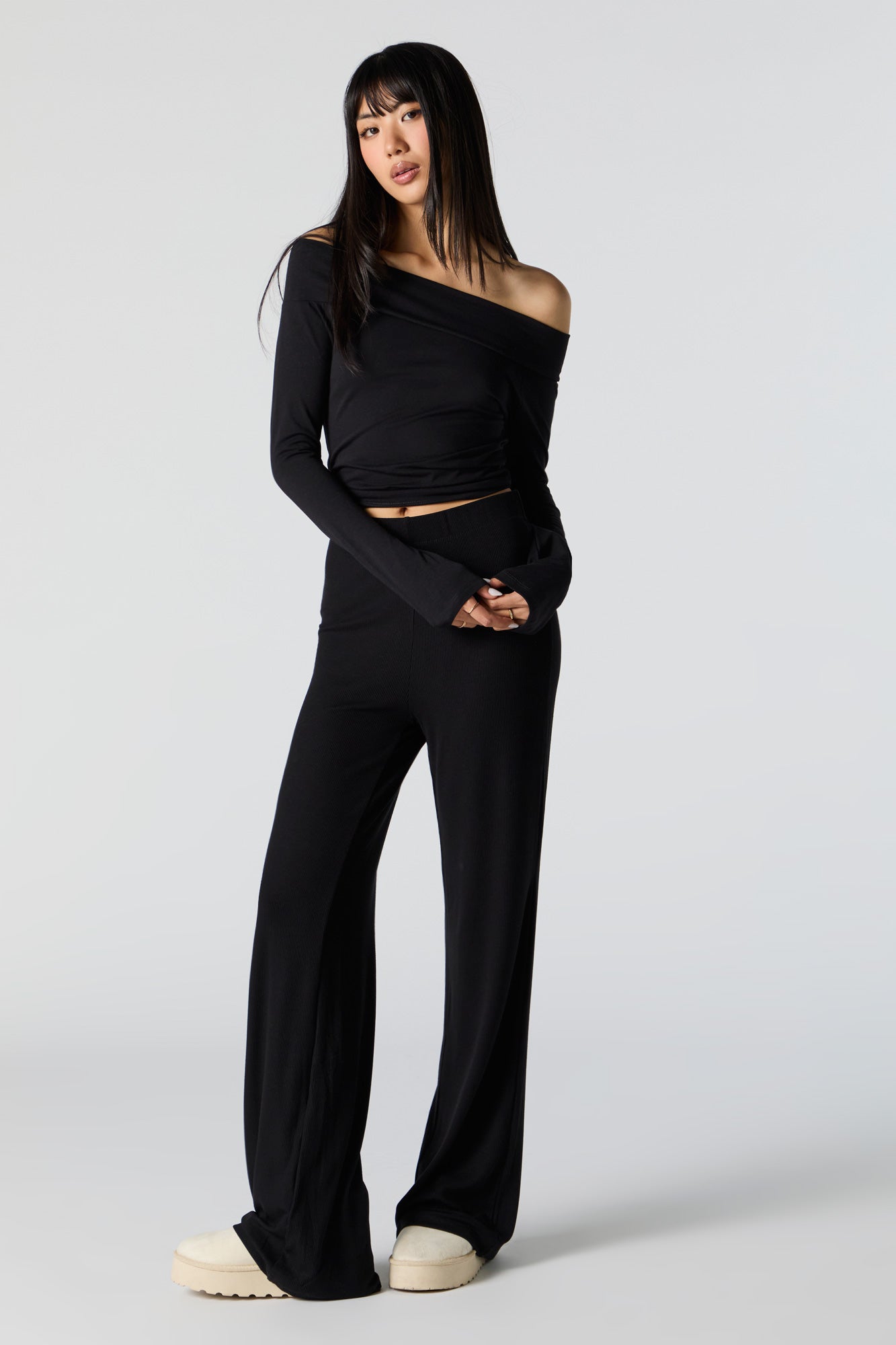 Ribbed Wide Leg Pant