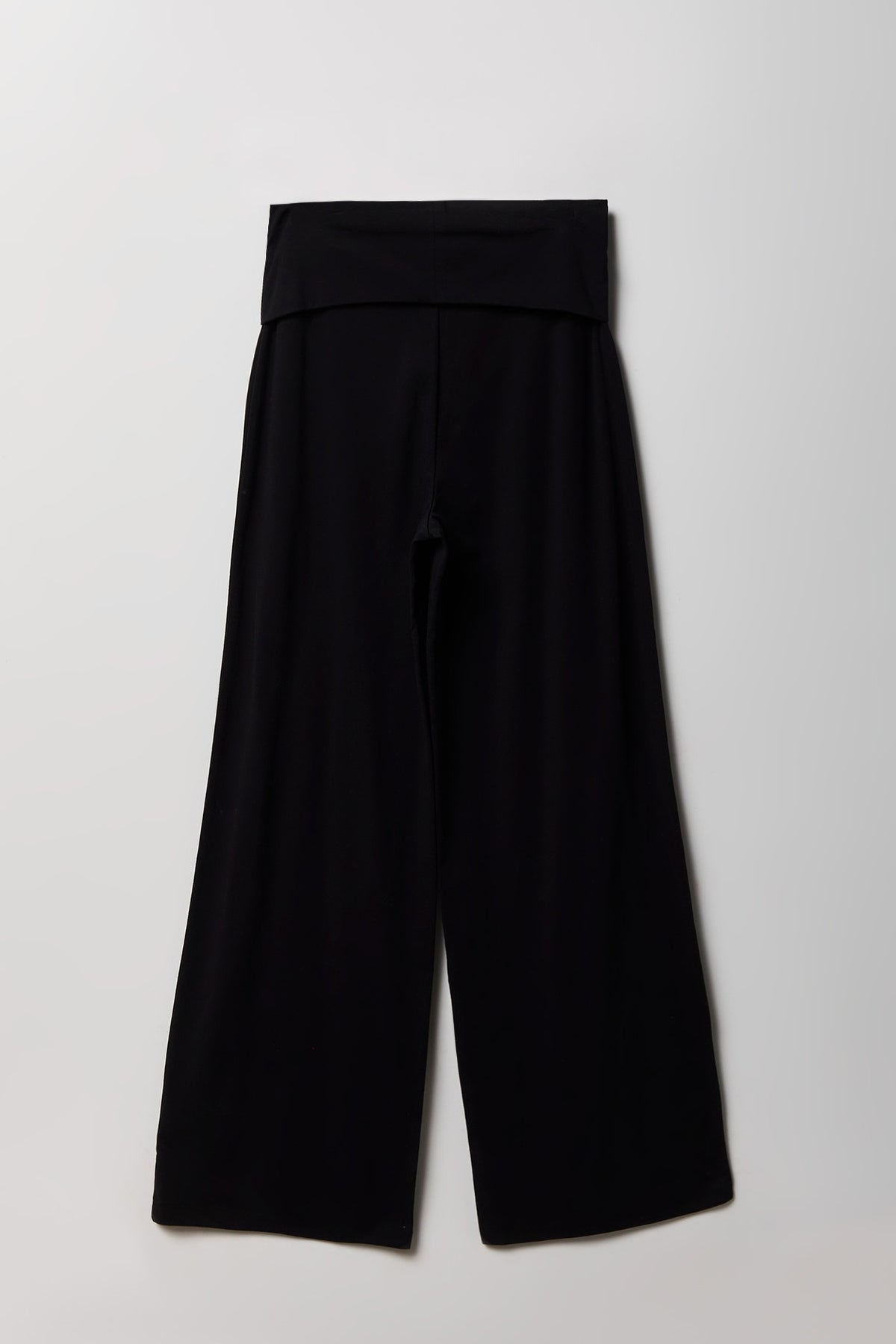 Alt View 2. Foldover Waist Wide Leg Pant - Black