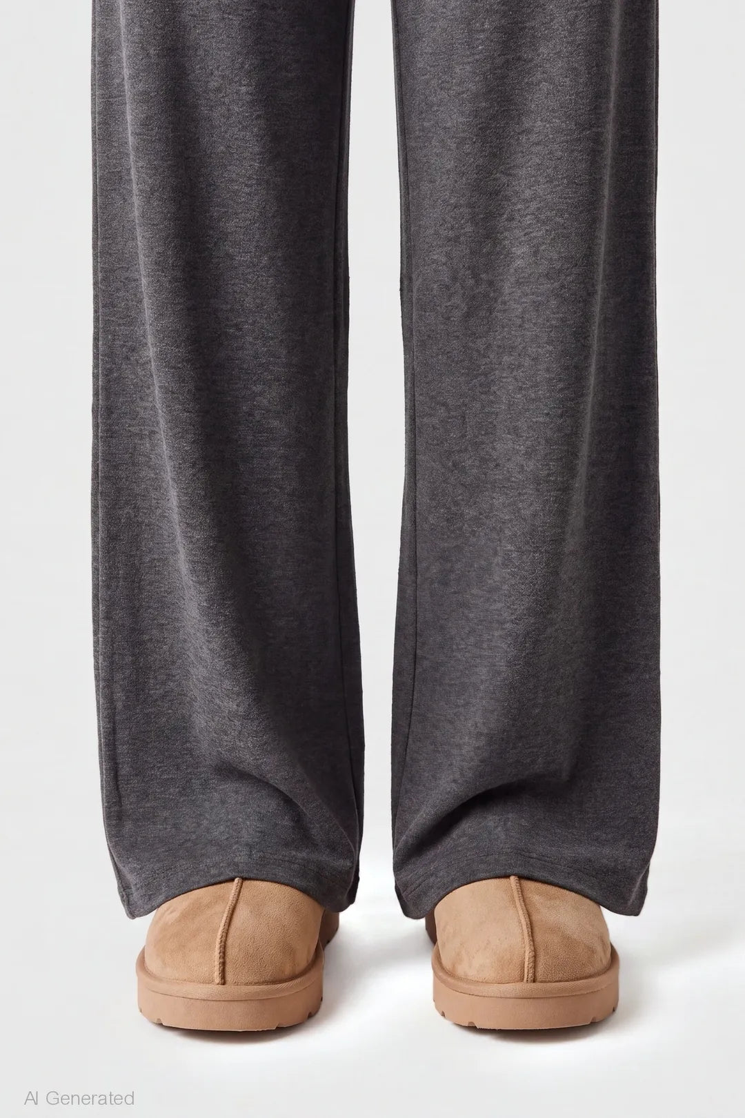 Alt View 4. Foldover Waist Wide Leg Pant - Charcoal