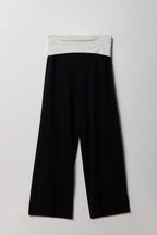 Contrast Foldover Waist Wide Leg Pant