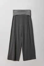 Contrast Foldover Waist Wide Leg Pant
