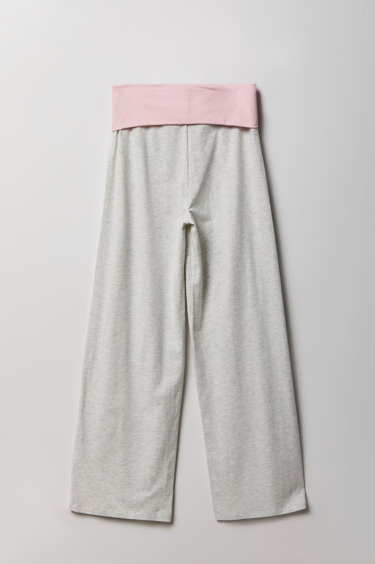 Alt View 2. Contrast Foldover Waist Wide Leg Pant - Heather Grey