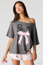 Barbie™ Off Shoulder Top & Short Pajama Set