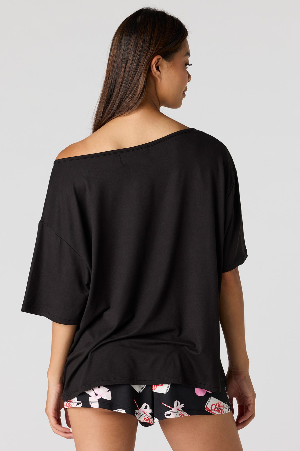 Alt View 2. Diet Coke Off Shoulder Top & Short Pajama Set - Black