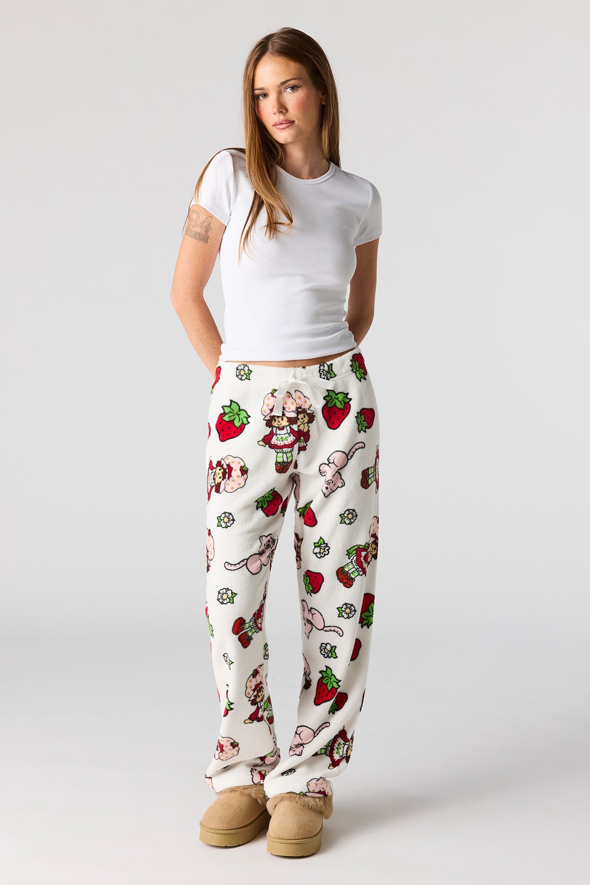 Strawberry Shortcake Plush Pajama Pant - Ivory