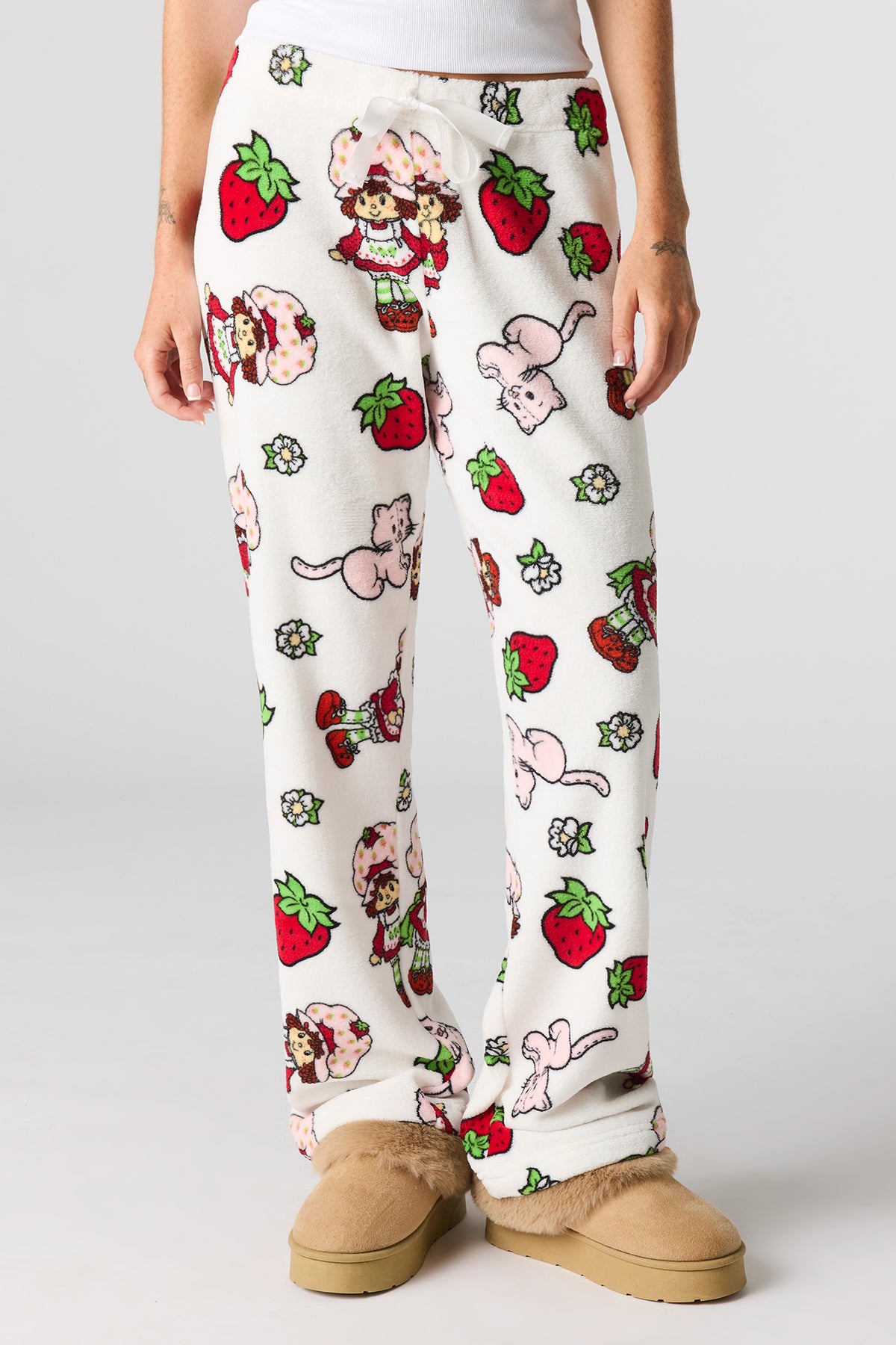 Alt View 2. Strawberry Shortcake Plush Pajama Pant - Ivory