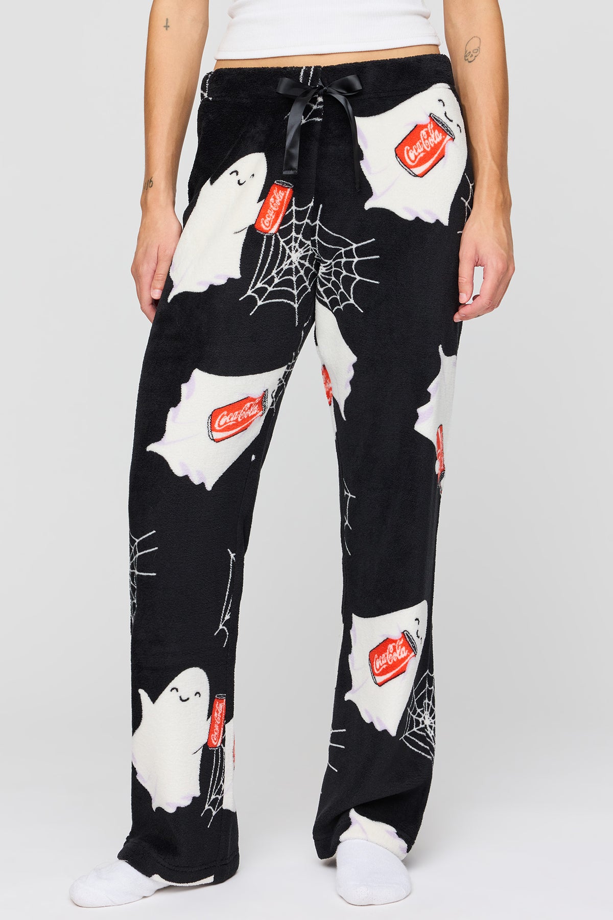Alt View 2. Coca-Cola Halloween Plush Pajama Pant - Black