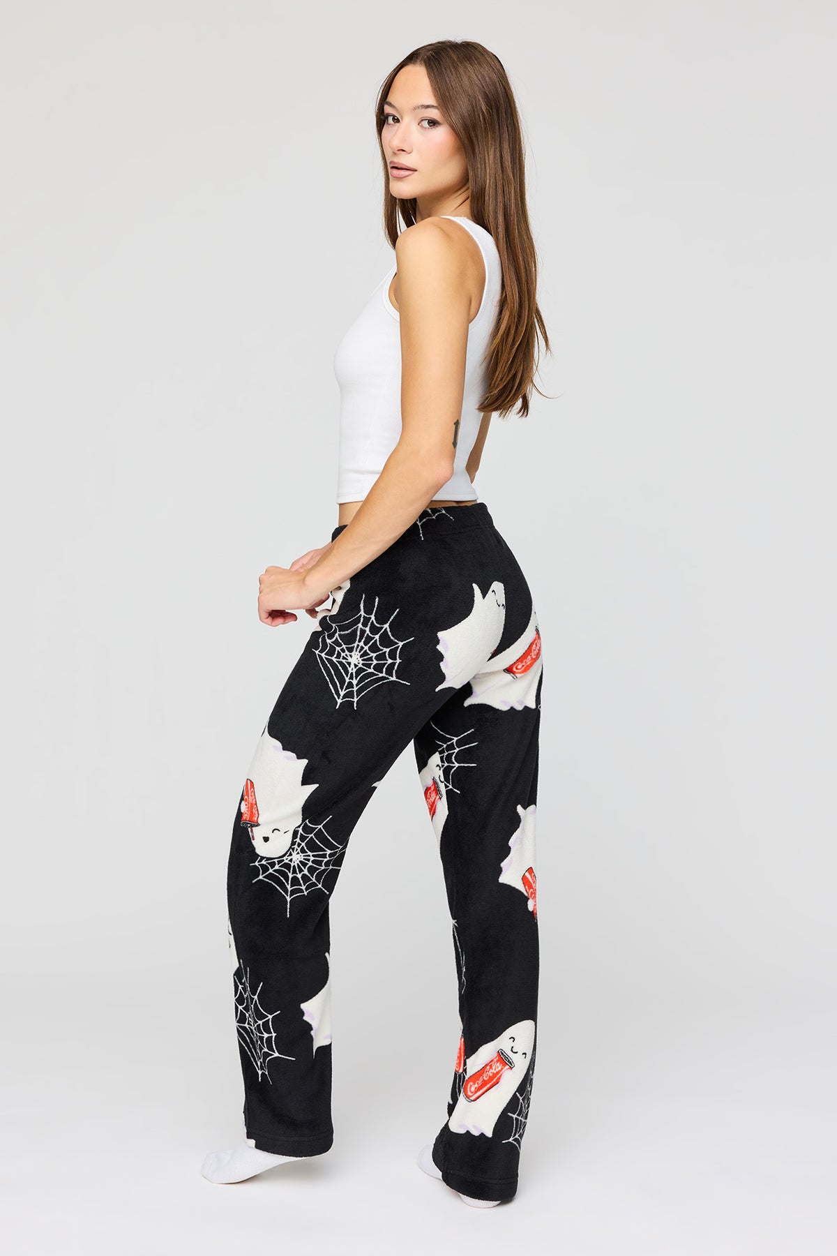 Alt View 3. Coca-Cola Halloween Plush Pajama Pant - Black