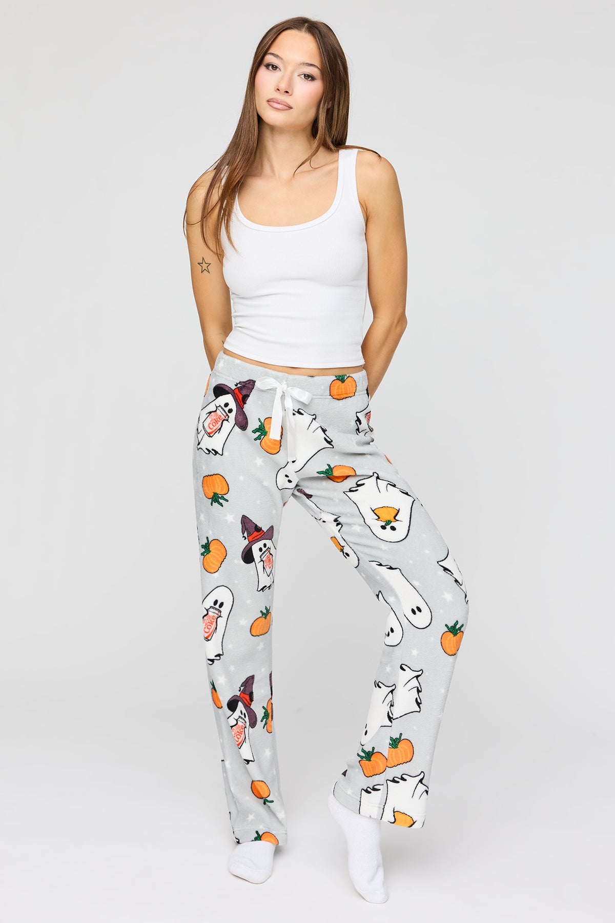 Coca-Cola Halloween Plush Pajama Pant - Light Grey