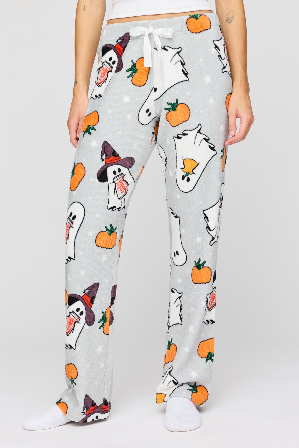 Alt View 2. Coca-Cola Halloween Plush Pajama Pant - Light Grey