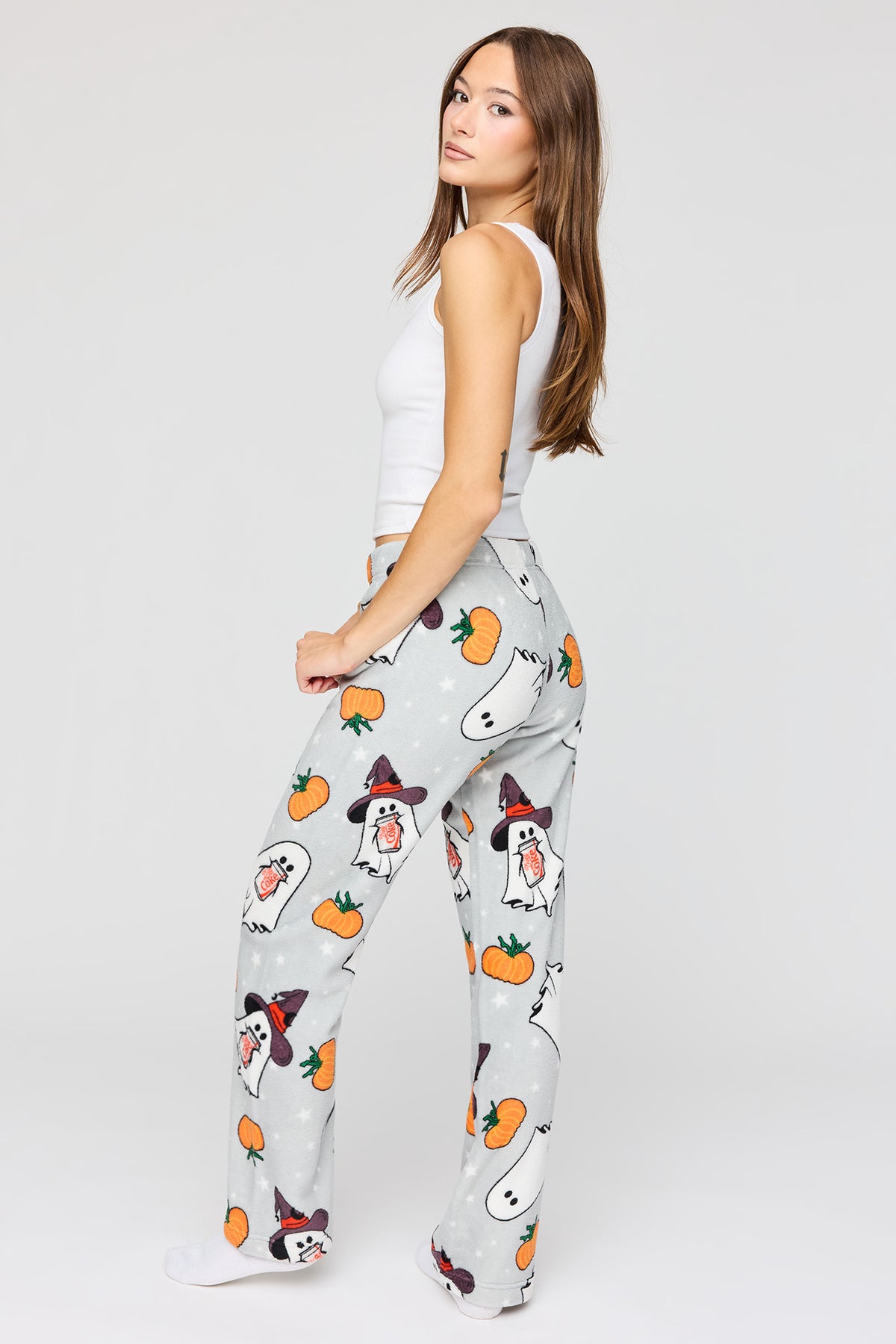 Alt View 3. Coca-Cola Halloween Plush Pajama Pant - Light Grey