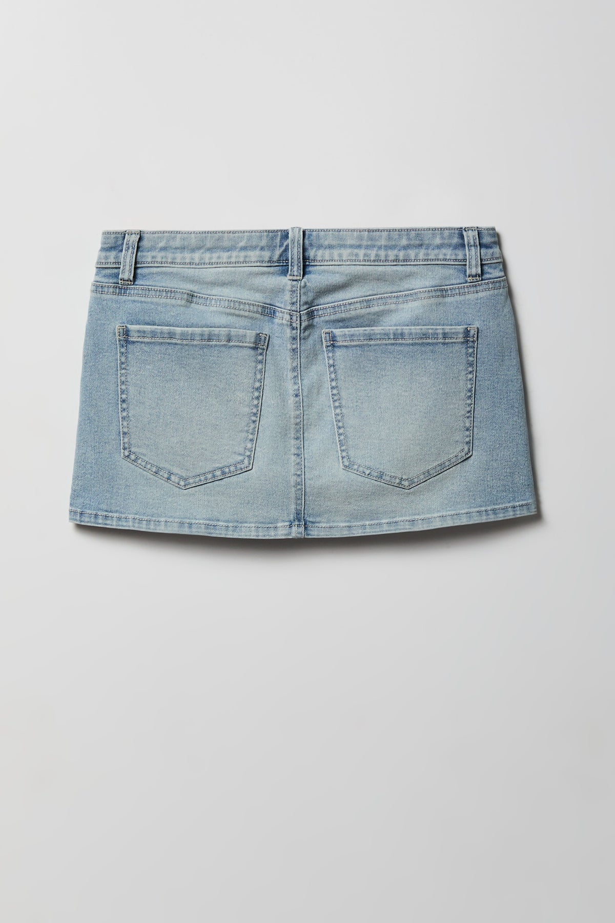 Alt View 5. Stretch Low Rise Micro Mini Denim Skort - Light Denim Blue