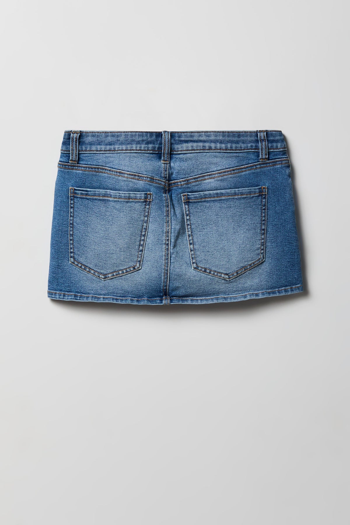 Alt View 5. Stretch Low Rise Micro Mini Denim Skort - Medium Blue