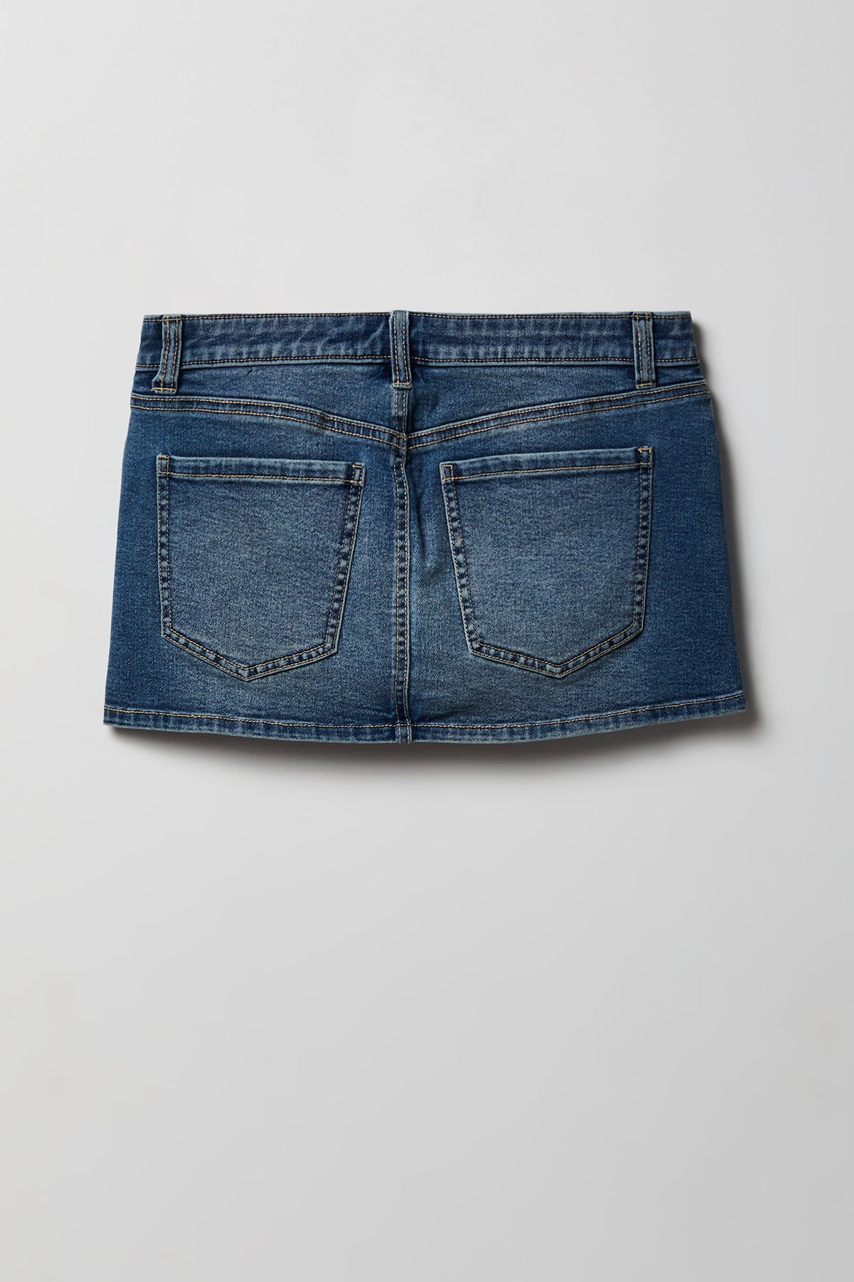 Alt View 5. Stretch Low Rise Micro Mini Denim Skort - Midnight Blue