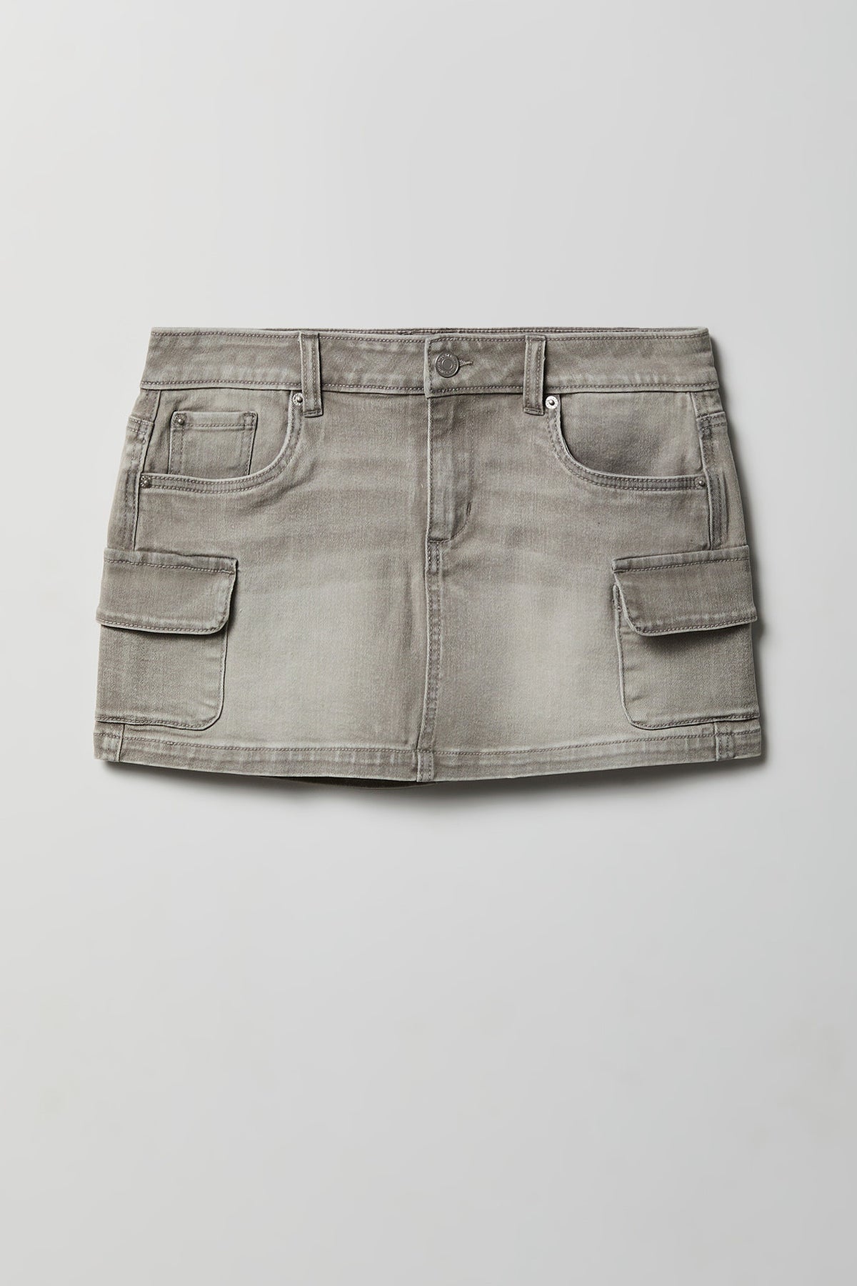 Alt View 4. Denim Mini Cargo Skort - Charcoal
