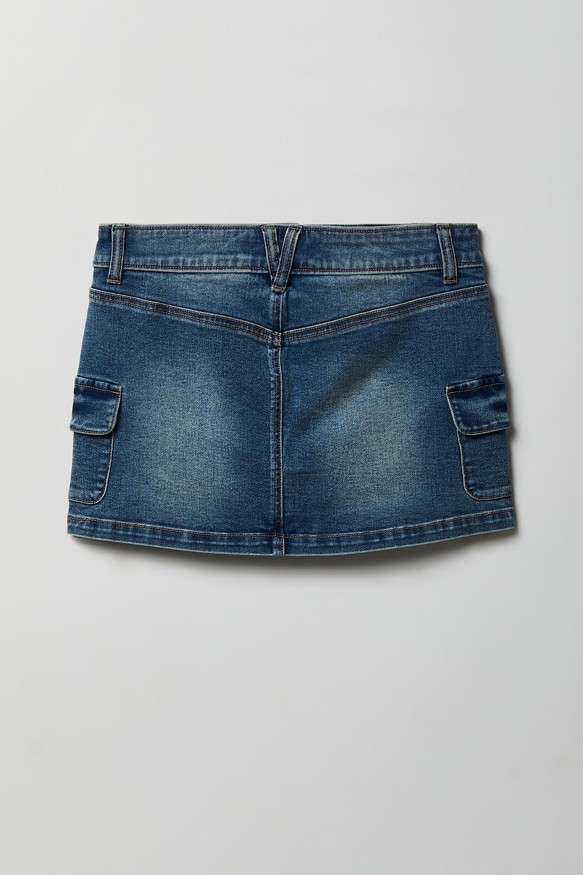 Alt View 5. Denim Mini Cargo Skort - Pacific Blue