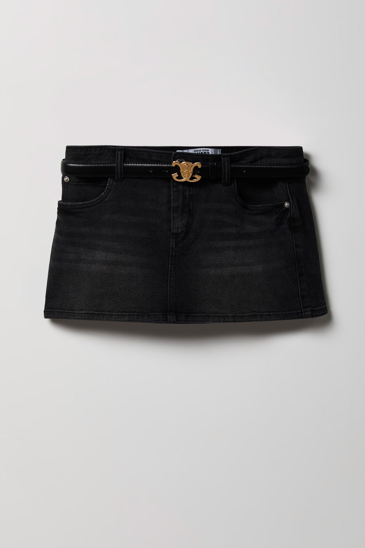 Alt View 4. Stretch Low Rise Belted Mini Skort - Black
