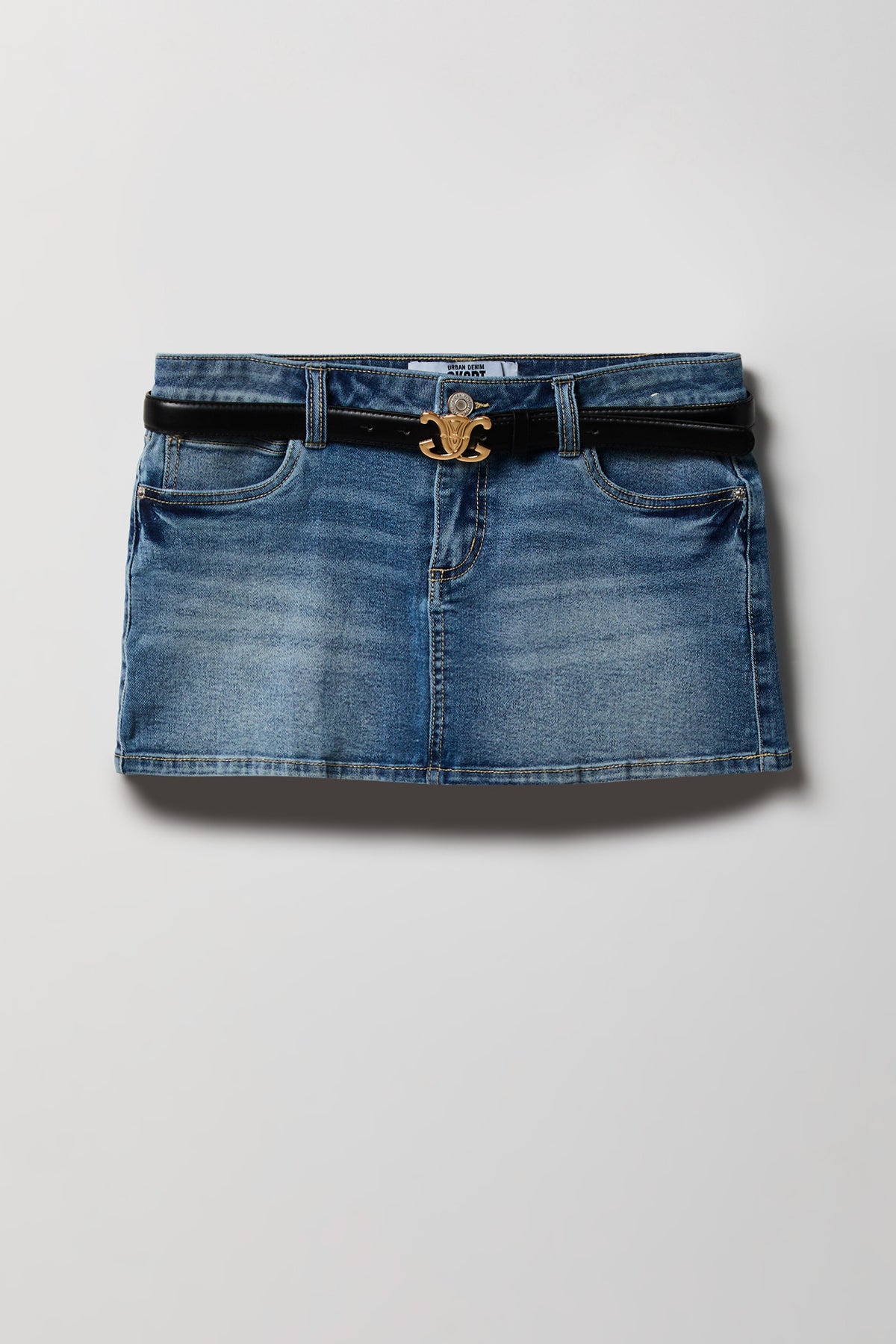 Alt View 4. Stretch Low Rise Belted Mini Skort - Medium Blue