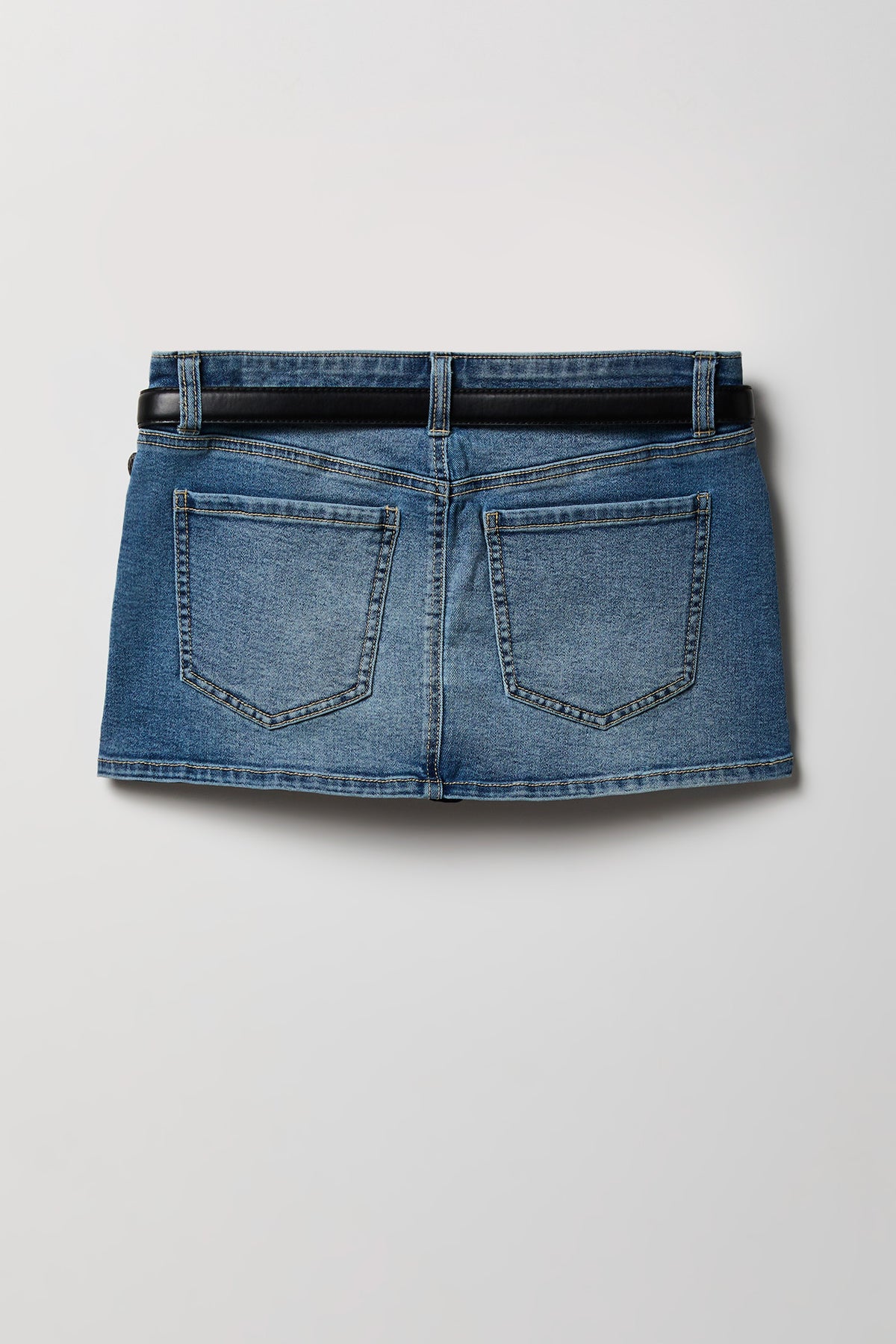 Alt View 5. Stretch Low Rise Belted Mini Skort - Medium Blue