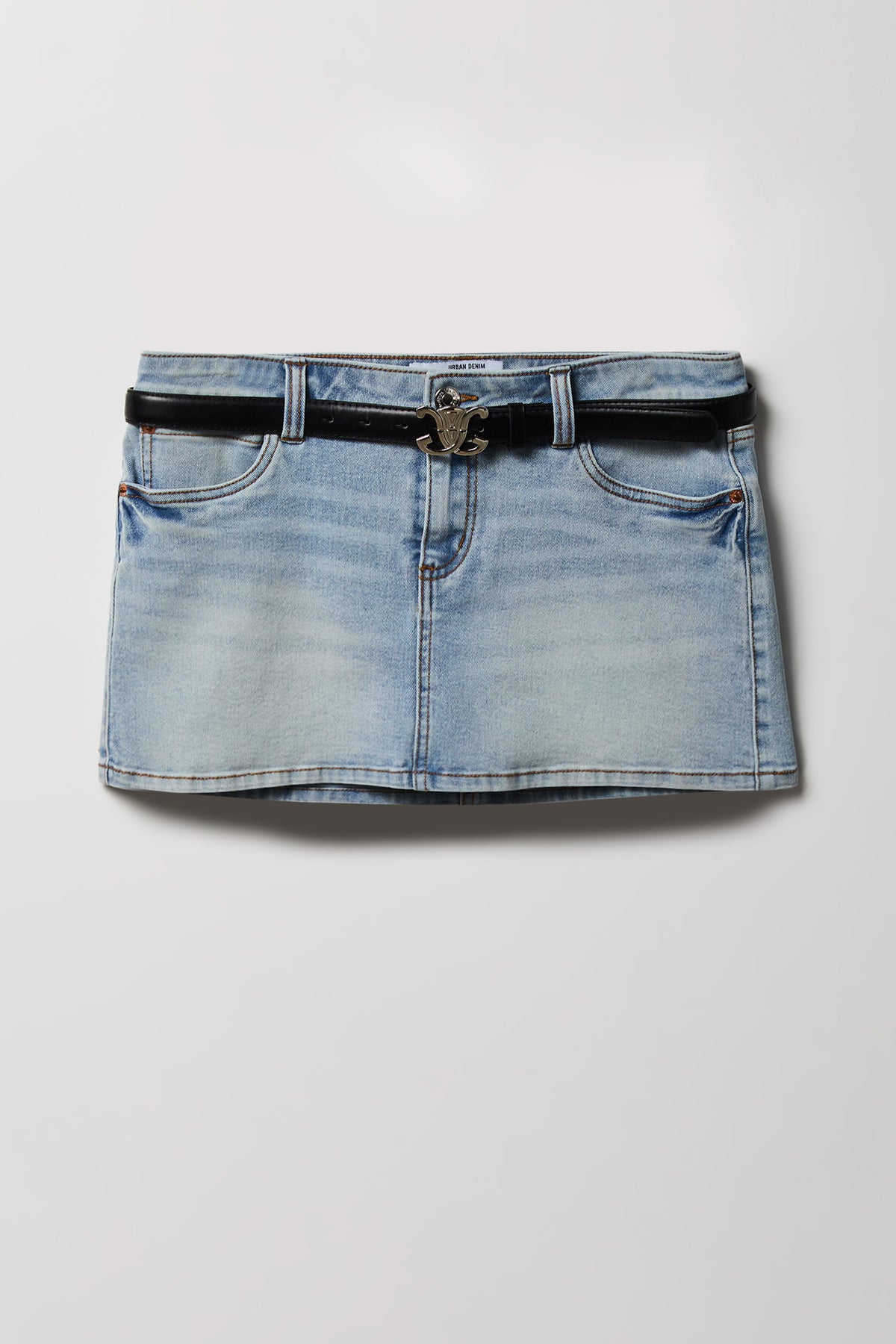 Alt View 3. Stretch Low Rise Belted Mini Skort - Sky Blue
