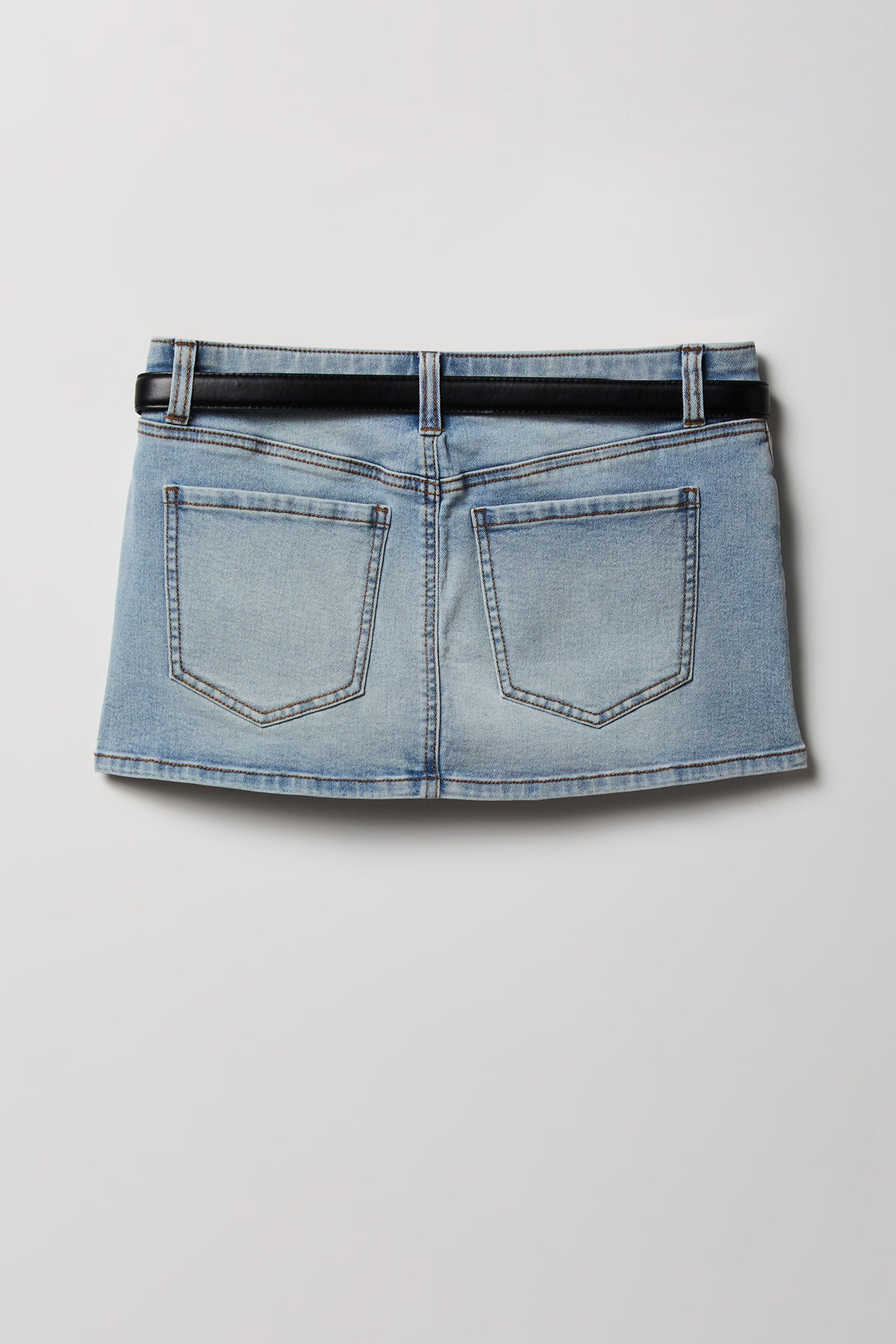 Alt View 4. Stretch Low Rise Belted Mini Skort - Sky Blue