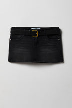 Stretch Denim Belted Mini Skort