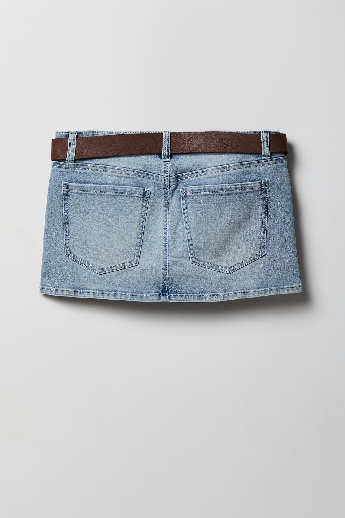 Alt View 6. Stretch Denim Belted Mini Skort - Black