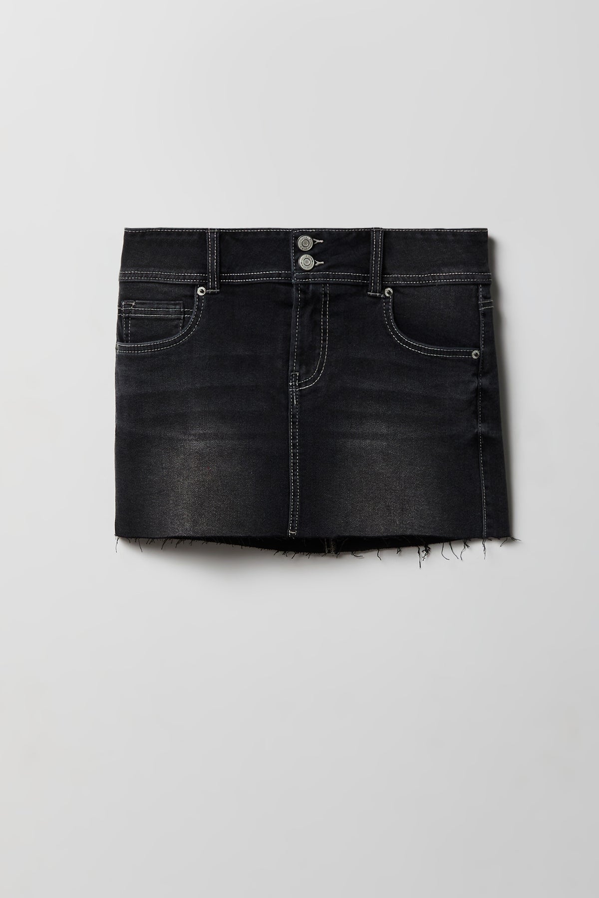 Stretch Denim Micro Mini Skort - Black