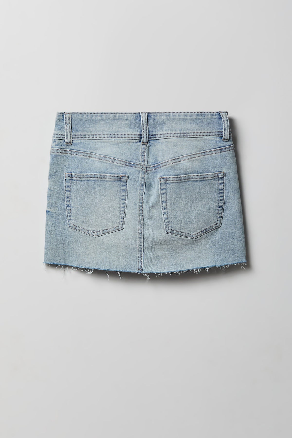 Alt View 2. Stretch Denim Micro Mini Skort - Light Denim Blue