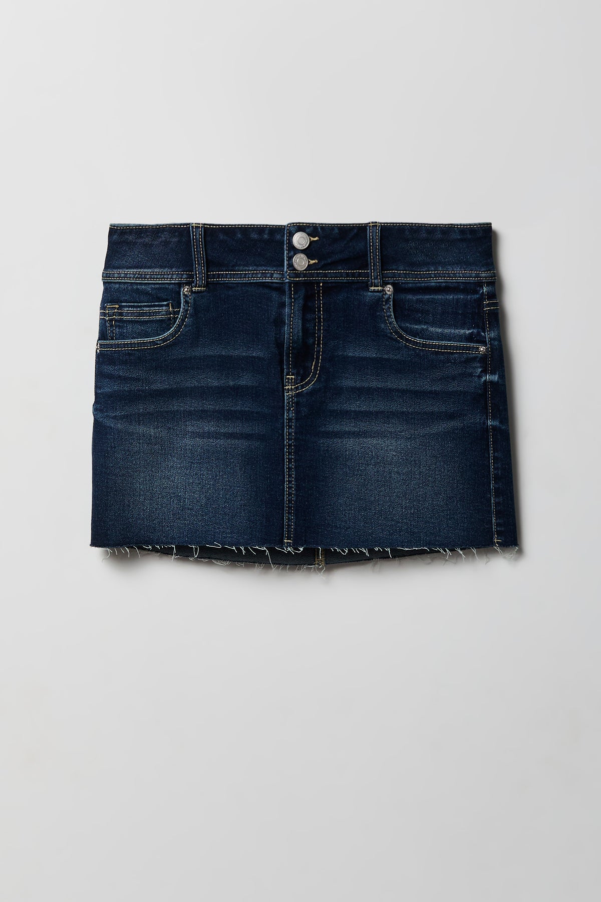 Stretch Denim Micro Mini Skort - Denim Blue