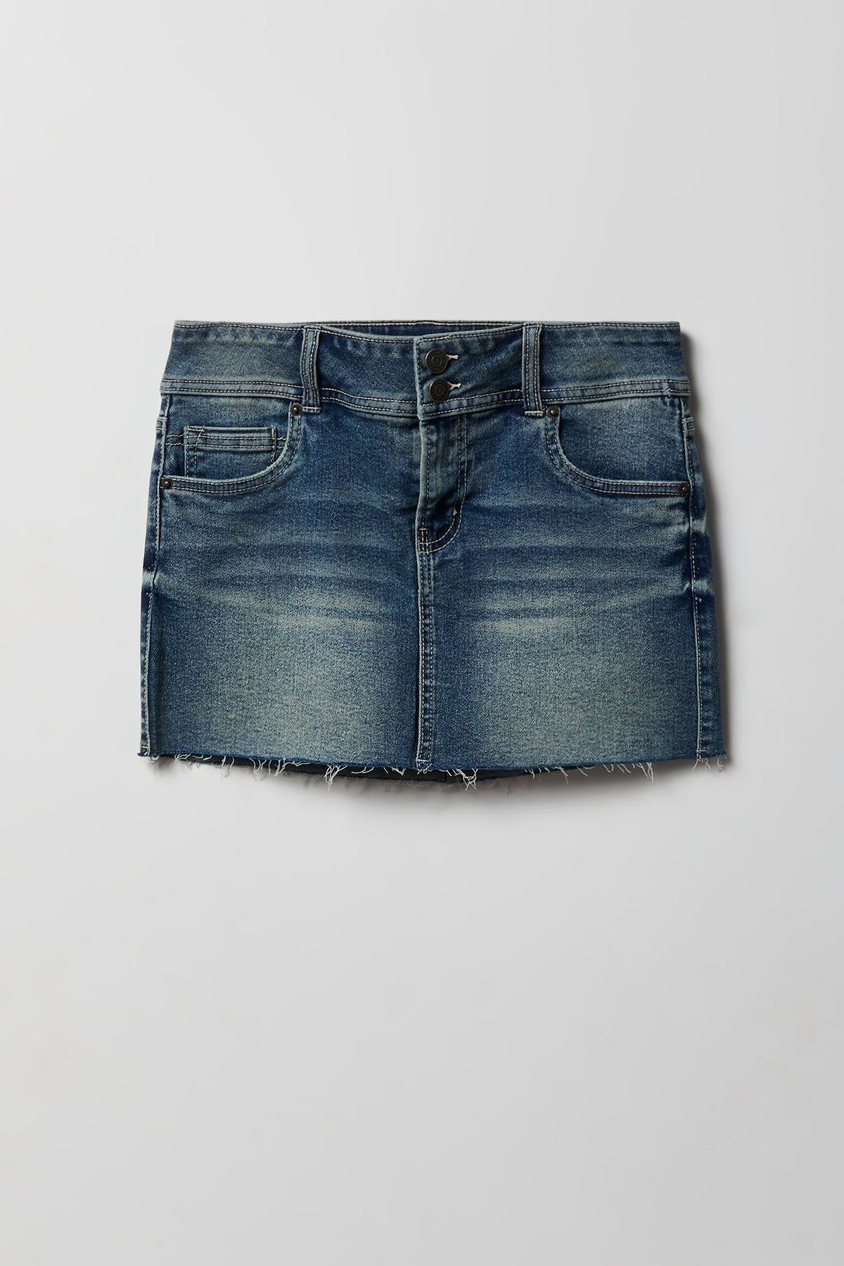 Stretch Denim Micro Mini Skort - Pacific Blue