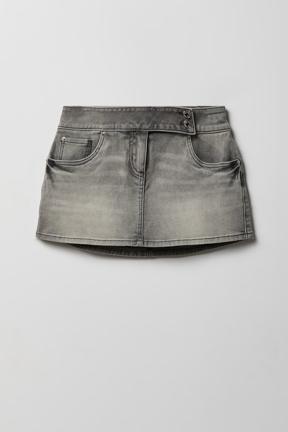 Denim Mini Skort - Charcoal