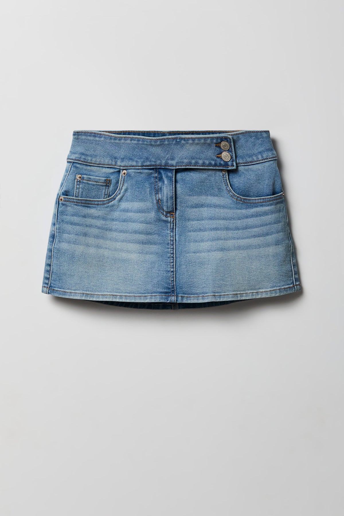 Denim Mini Skort - Light Denim Blue