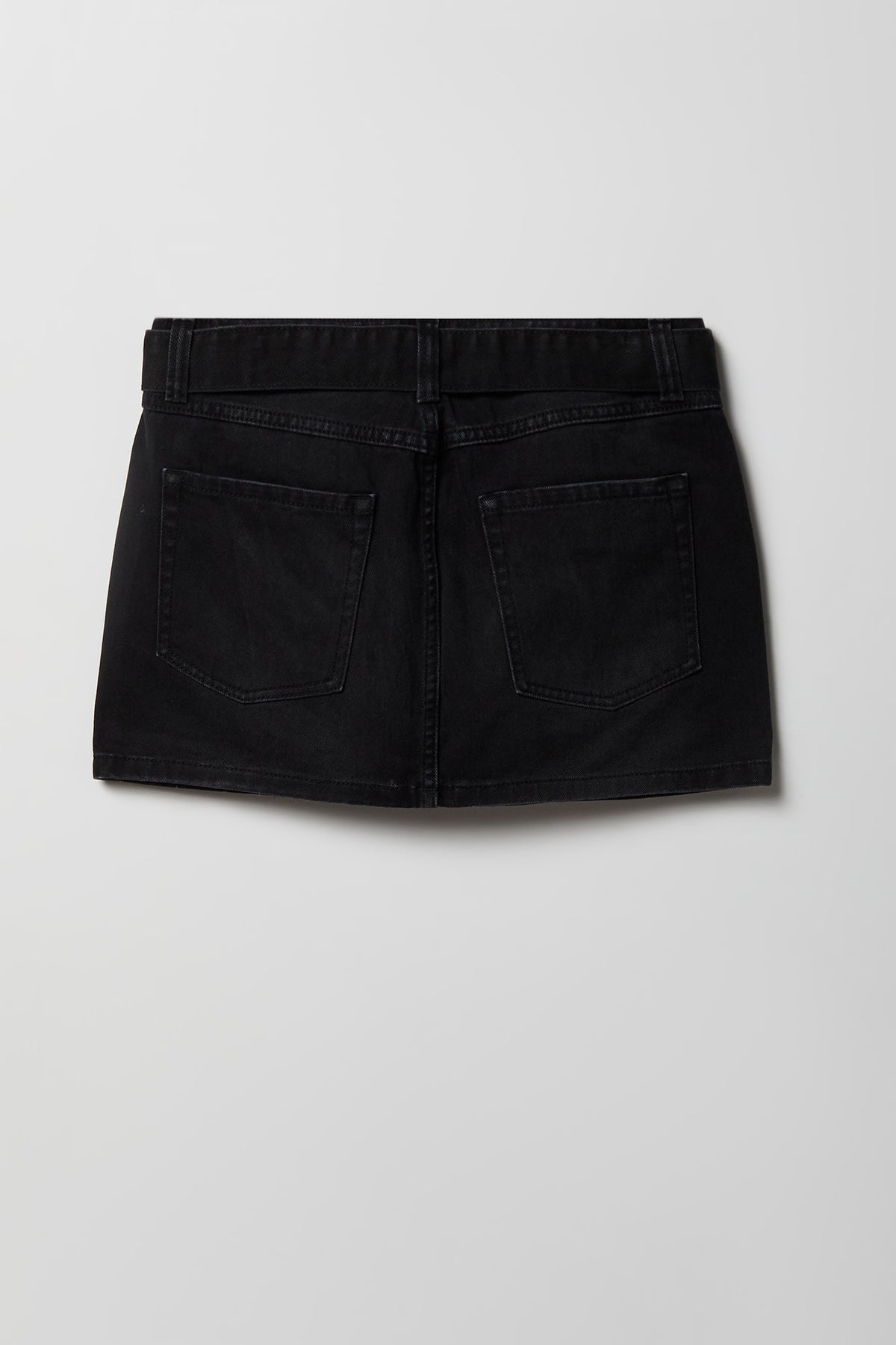 Alt View 5. Denim Belted Mini Skirt - Black