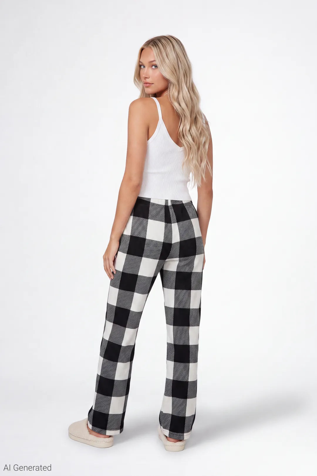 Alt View 2. Plush Printed Pajama Pant - Black