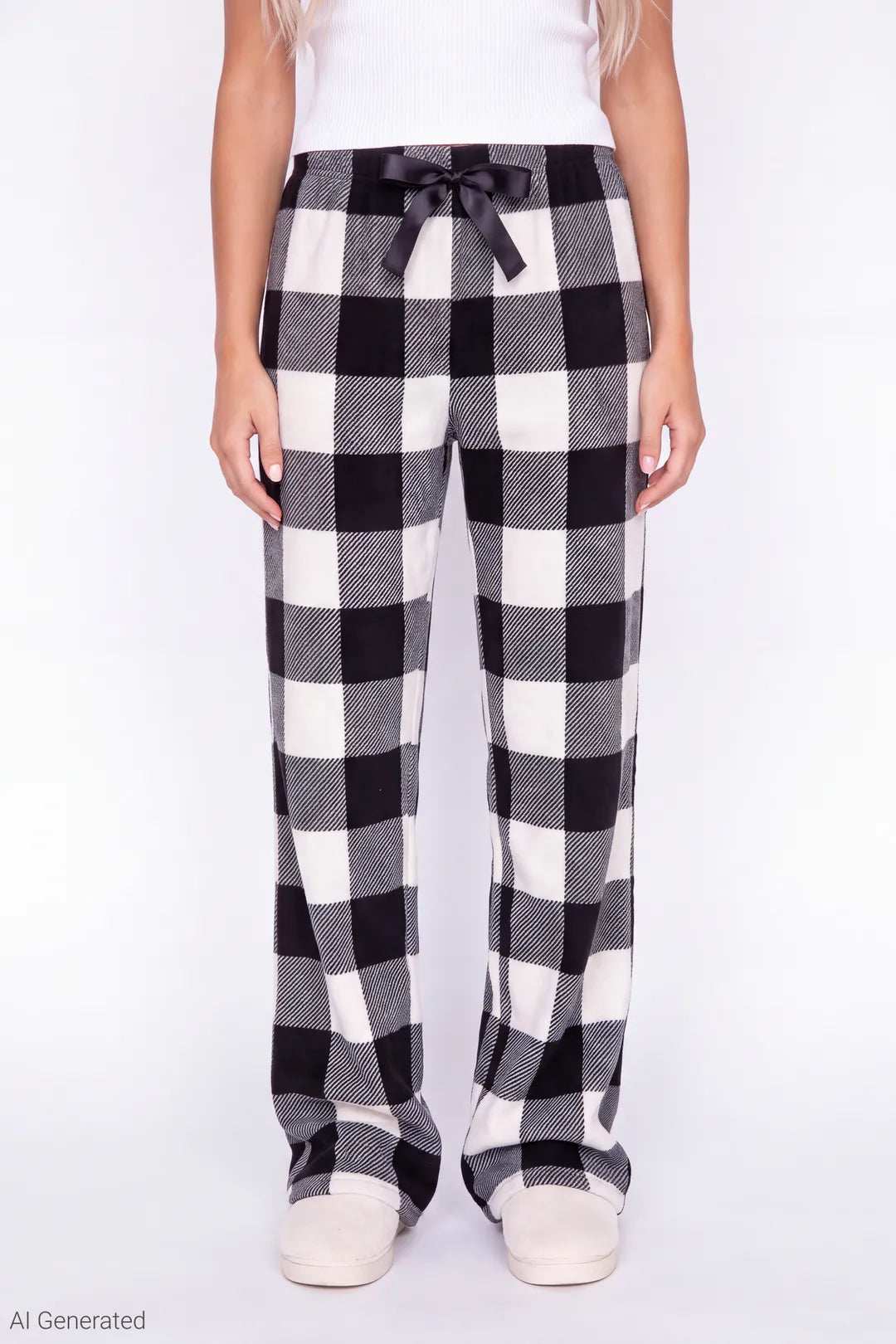 Alt View 3. Plush Printed Pajama Pant - Black