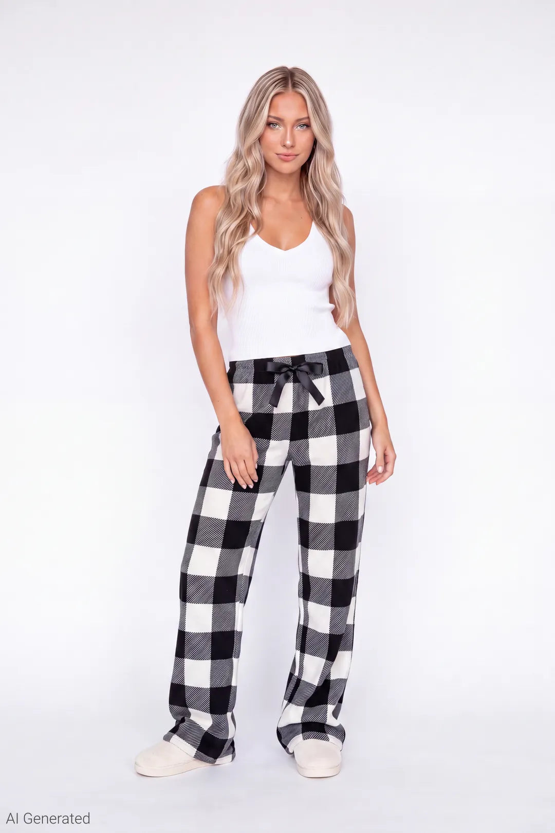 Plush Printed Pajama Pant - Black