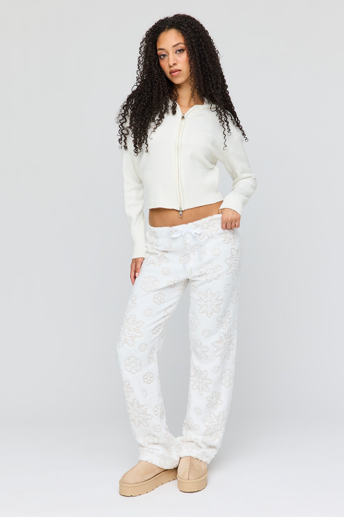 Winter Plush Pajama Pant - Light Grey