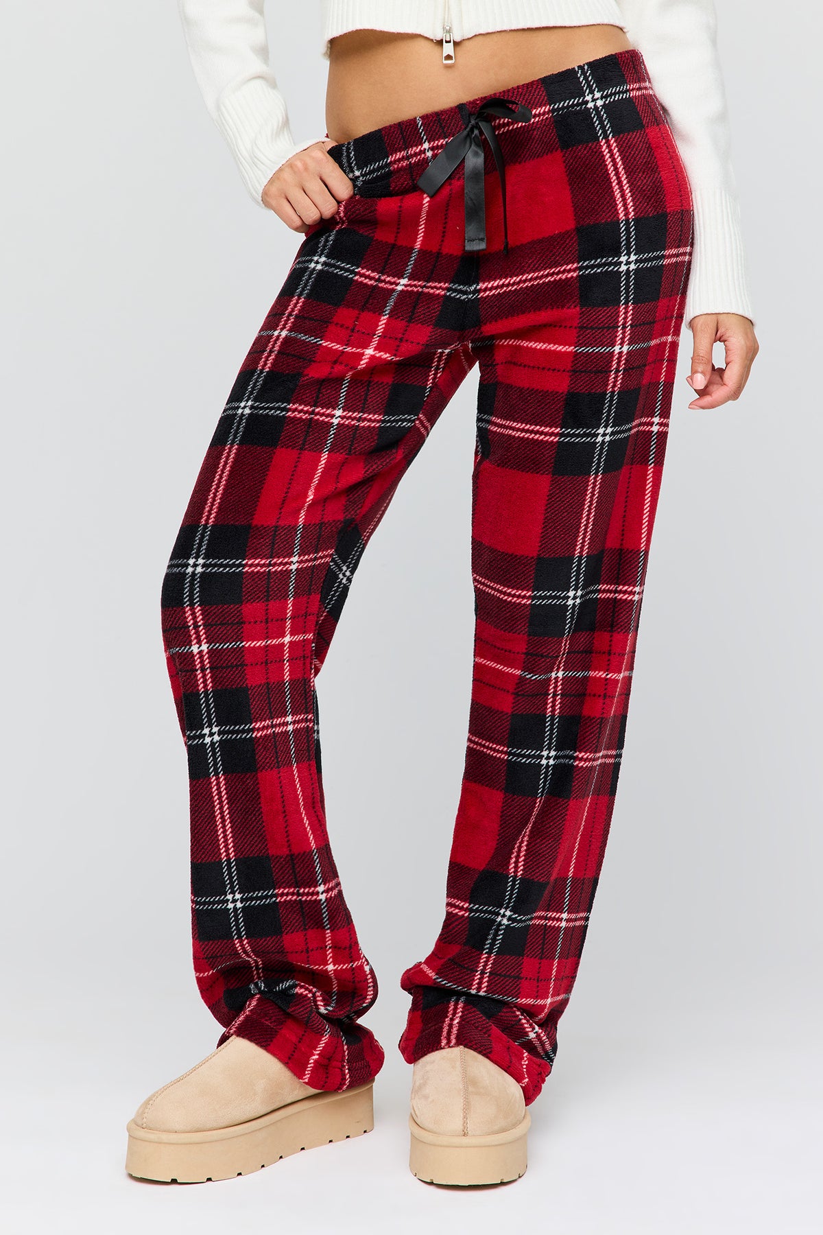 Alt View 2. Winter Plush Pajama Pant - Red