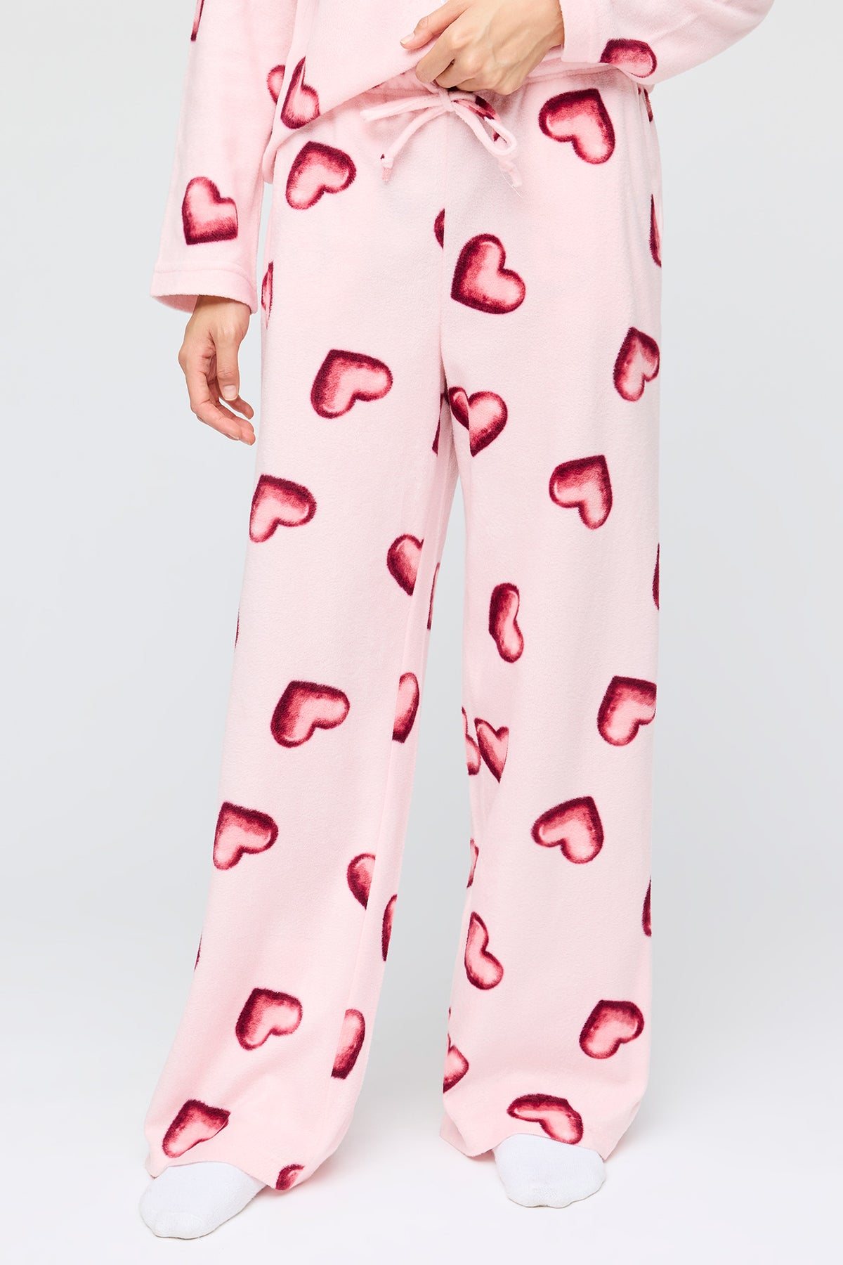 Alt View 3. Plush Button-Up Top & Pant Pajama Set - Pink