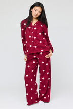 Plush Button-Up Top & Pant Pajama Set