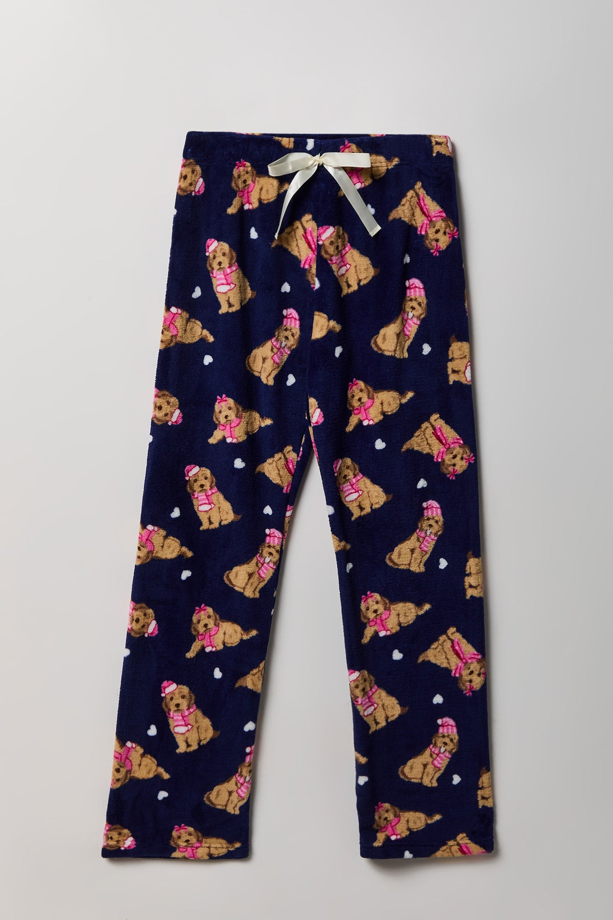 Patterned Plush Pajama Pant - Navy