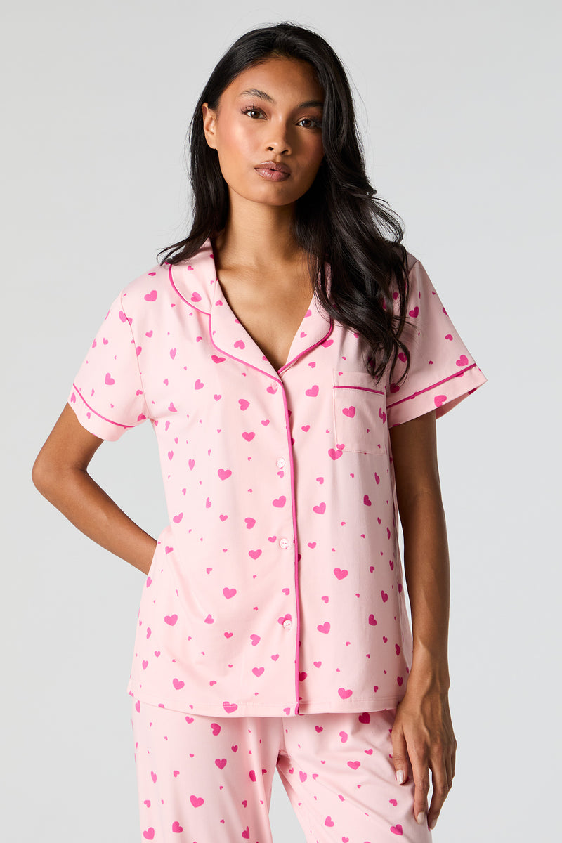 Button-Up Top and Pant 2 Piece Pajama Set