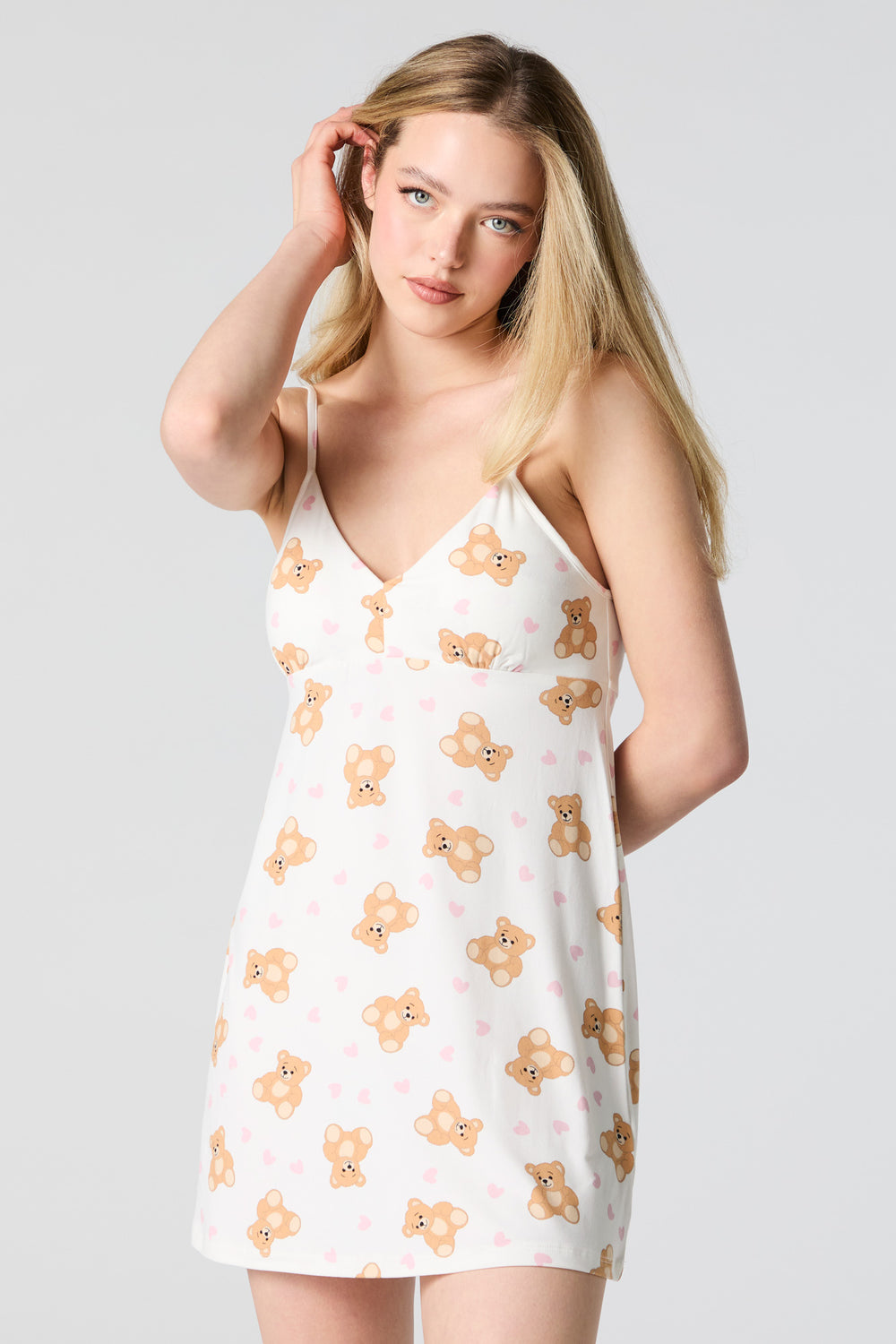 Printed Pajama Dress with Built-In Bra Cups Printed Pajama Dress with Built-In Bra Cups 10