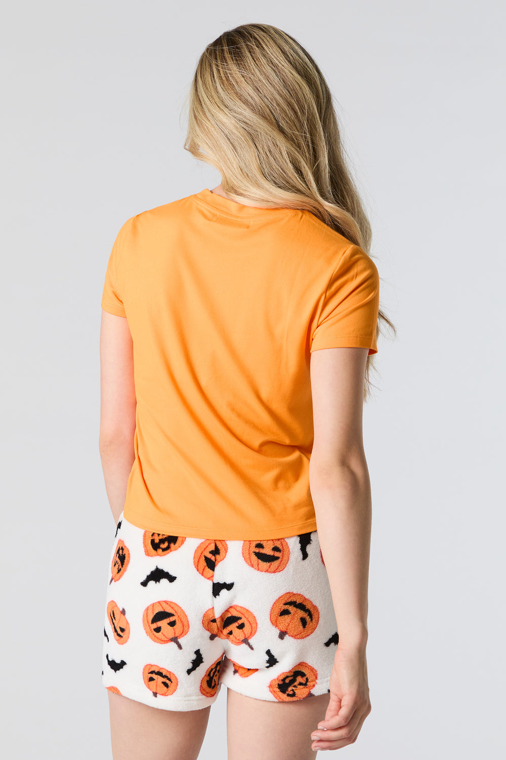 Halloween T-Shirt and Short  2 Piece Pajama Set - Orange Halloween T-Shirt and Short  2 Piece Pajama Set - Orange 2